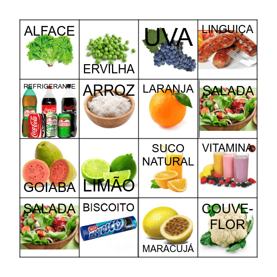 BINGO DOS ALIMENTOS SAUDAVEIS Bingo Card