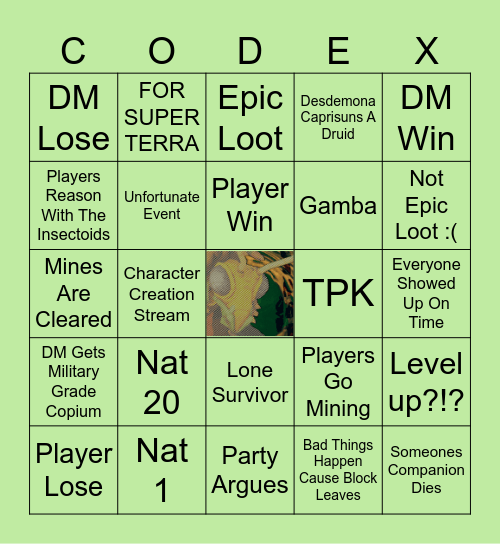 Draconic Codex - Insectoid Menace Bingo Card
