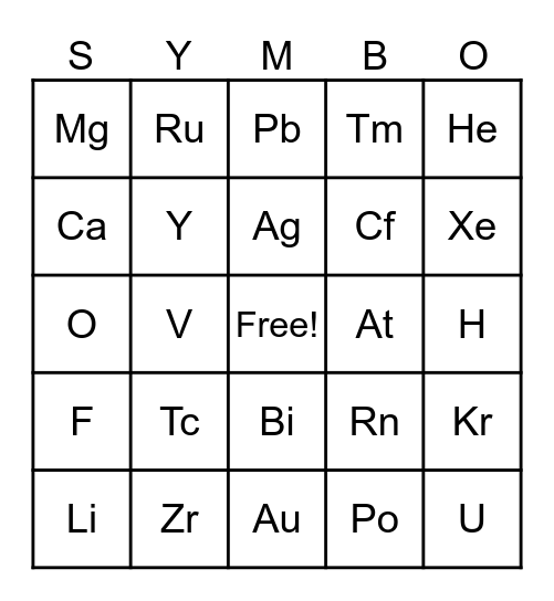Symbo Card Bingo Card