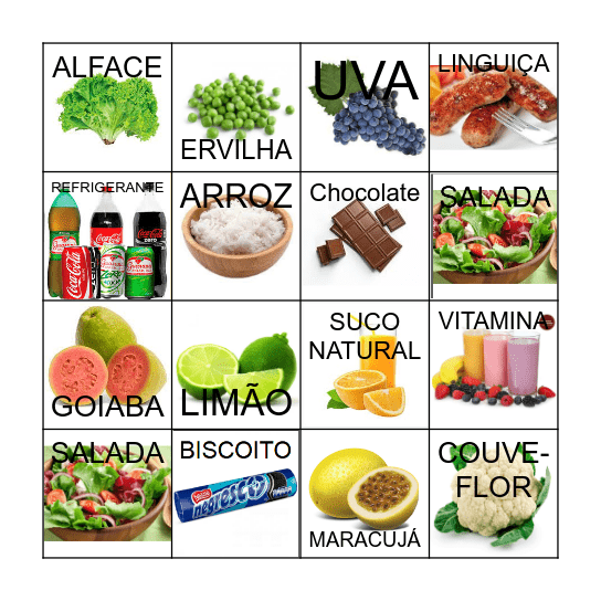 BINGO DOS ALIMENTOS SAUDAVEIS Bingo Card