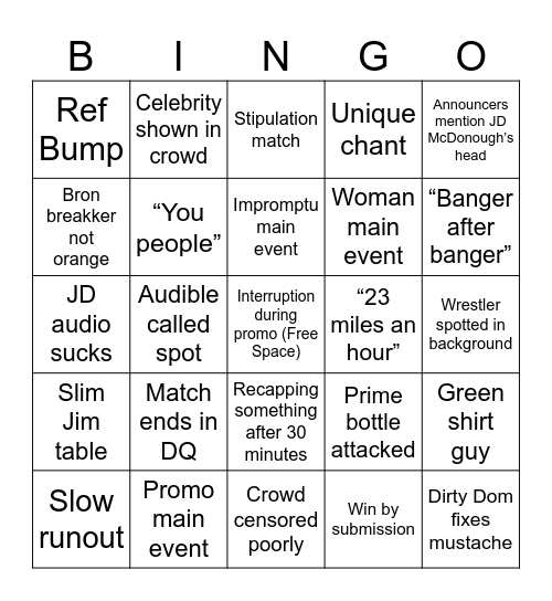 Raw Bingo Card