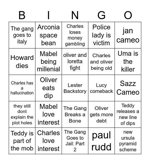 Omitb season 5 Predictions Bingo Card