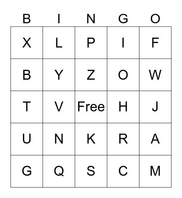 ASL Letter Bingo! Bingo Card