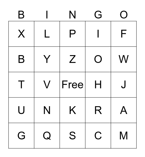 ASL Letter Bingo! Bingo Card