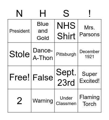 NHS Bingo Card