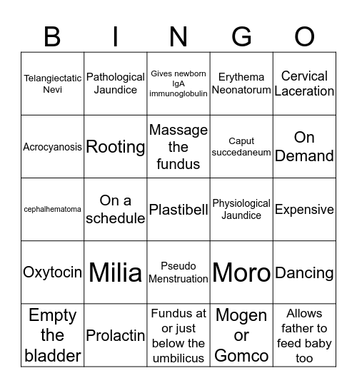 Review 2 OB Bingo Card