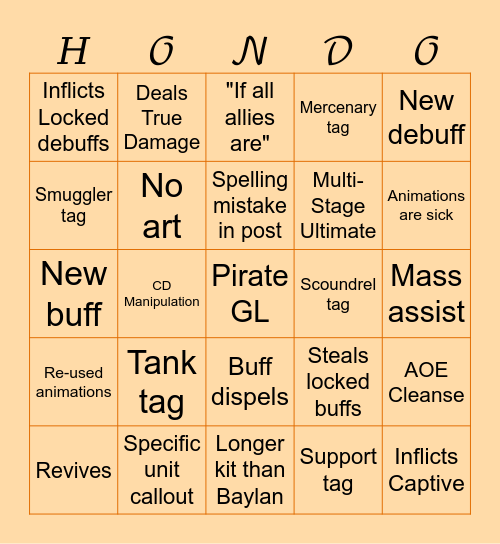 𝗛𝗼𝗻𝗱𝗼 𝗞𝗶𝘁 𝗥𝗲𝘃𝗲𝗮𝗹 𝗕𝗶𝗻𝗴𝗼! Bingo Card