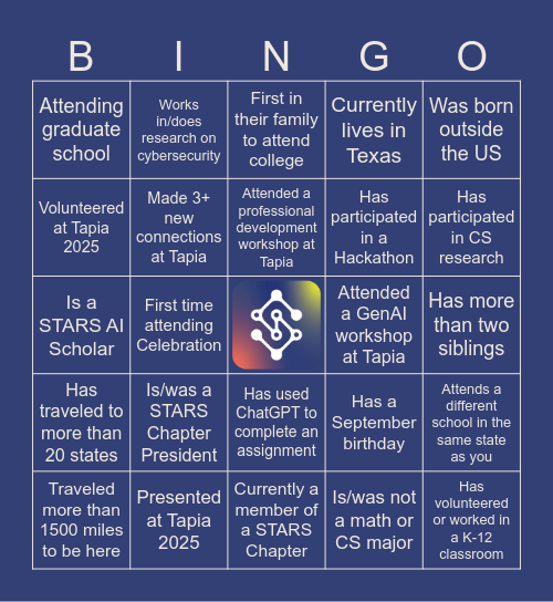 2025 STARS Celebration Bingo Card