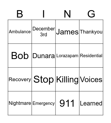 Bob's Worst Nightmare Bingo!  Bingo Card