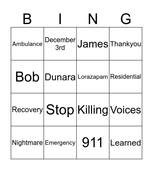 Bob's Worst Nightmare Bingo!  Bingo Card