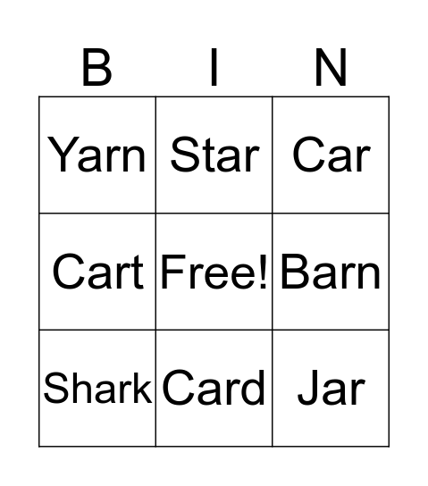 ar  Bingo Card
