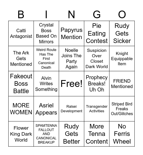 DELTARUNE BINGO Card