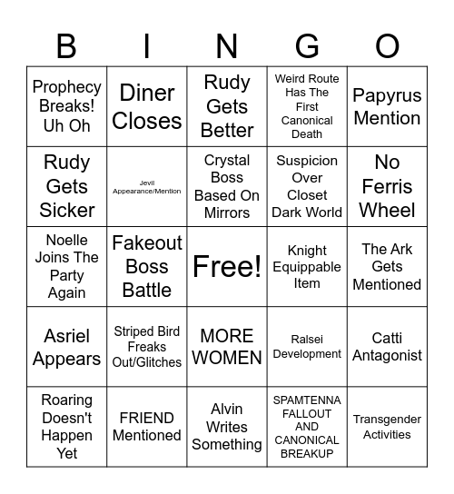 DELTARUNE BINGO Card