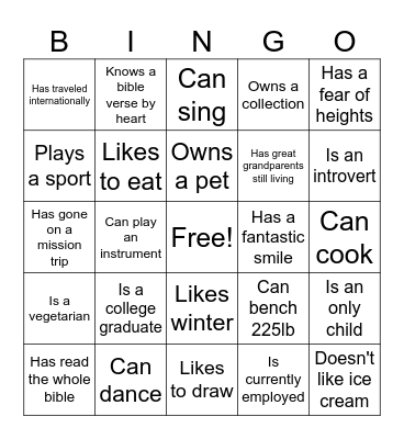 Ice Breaker Bingo Card