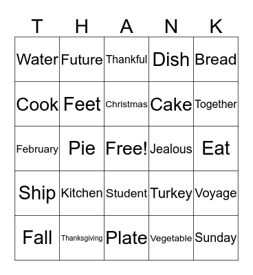 Thanksgiving Jingo Bingo Card