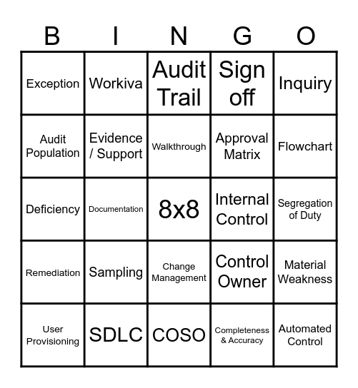 Audit Edition Bingo Card