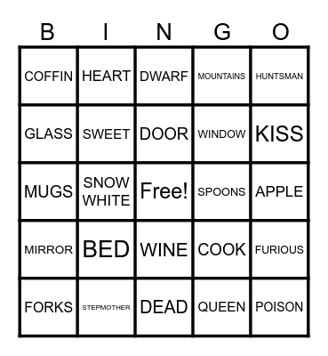 SNOW WHITE AND THE SEVEN DWARFS Bingo Card