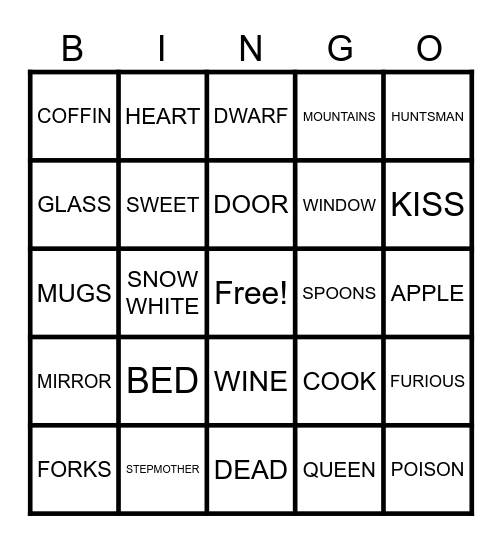 SNOW WHITE AND THE SEVEN DWARFS Bingo Card