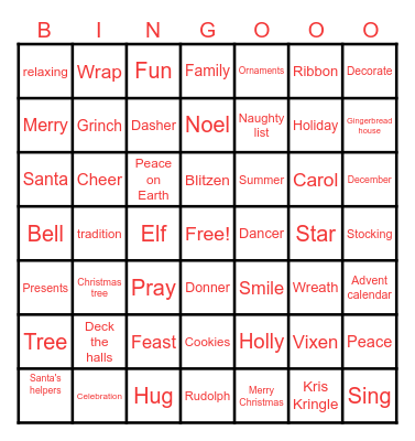 Christmas Bingo Card
