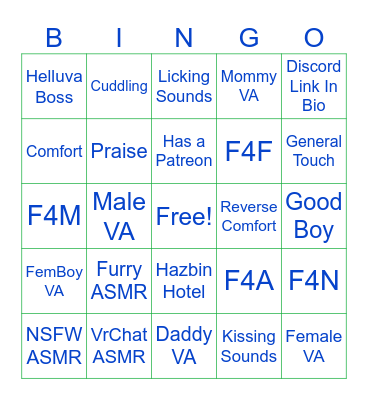 ASMR Bingo Card