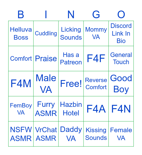 ASMR Bingo Card