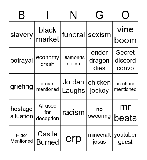 EPIC CRAFT Bingo Card