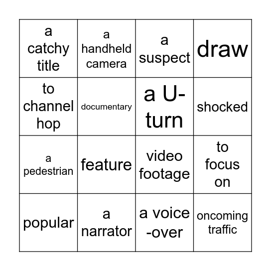 TRAFFIC COPS Bingo Card