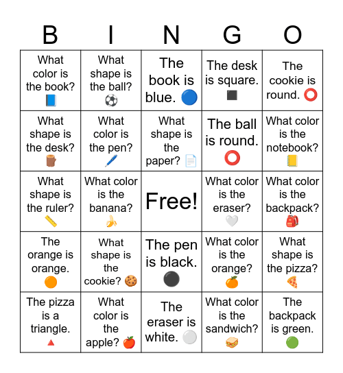B1 L11 What shape is the ruler? 📏 Bingo Card