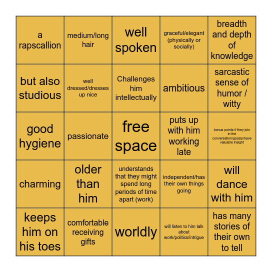 Is your muse Leon's type? Bingo Card