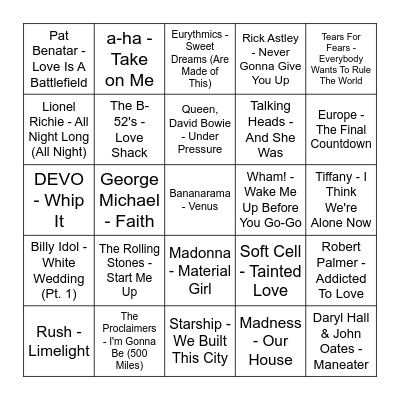 ★ Music Bingo w Bonnie Anne ★ Bingo Card