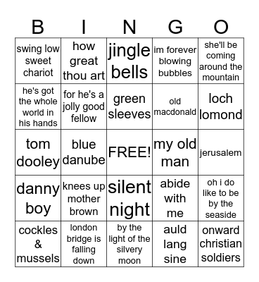 musical bingo Card