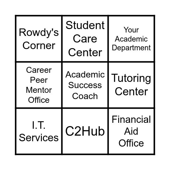 JustIS - Campus Resources Bingo Card