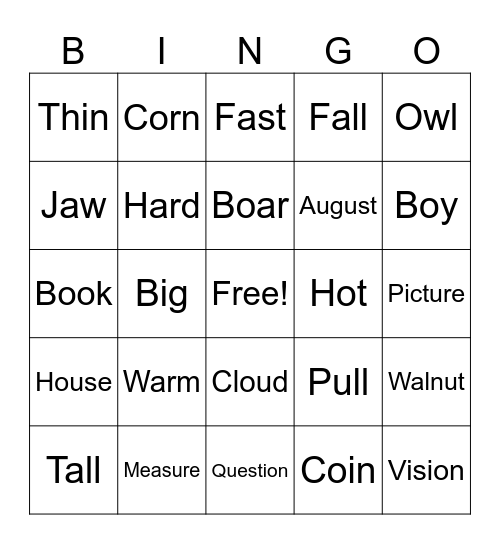 UPPER BINGO Card
