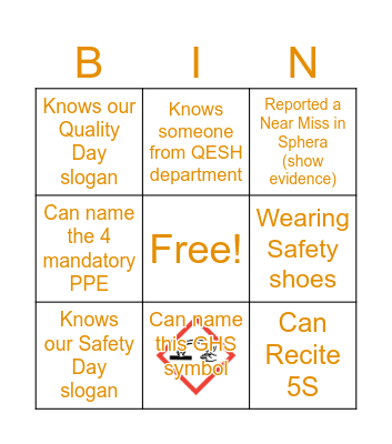 Safety and Quality Day Bingo Card