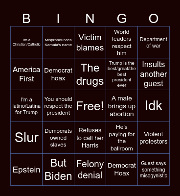 Ramsey for the Petty Live Bingo Card