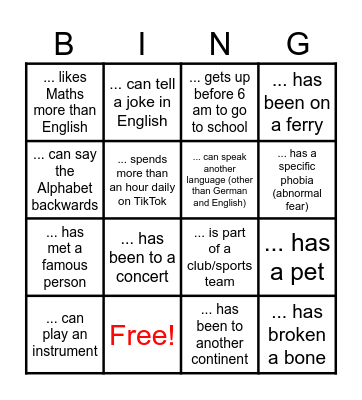 Find someone who ... Bingo Card