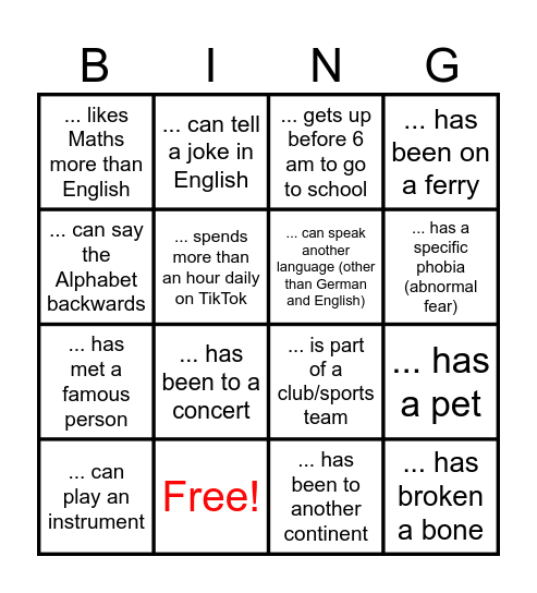 Find someone who ... Bingo Card