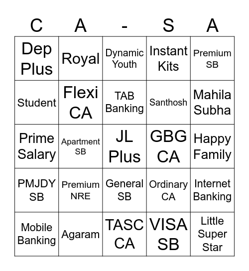 CASA Tambola Bingo Card
