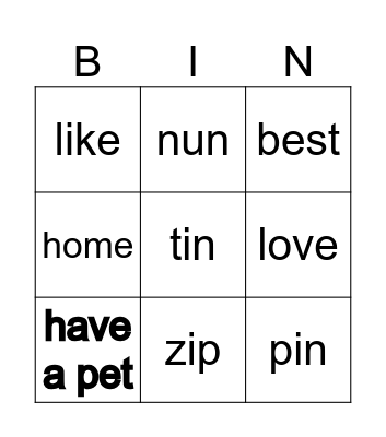 I used to Bingo Card
