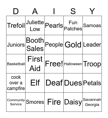 Dasiy Bingo Card