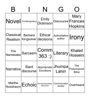 Tell It Slant  Bingo Card