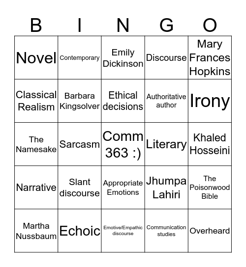 Tell It Slant  Bingo Card