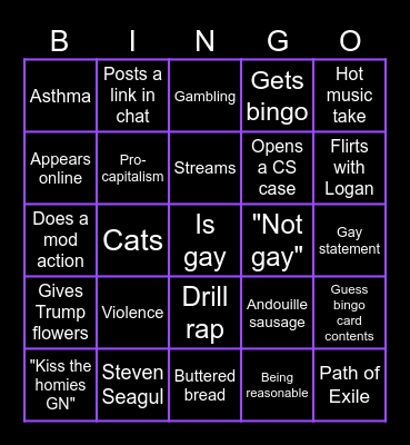 Alexander Bingo Card