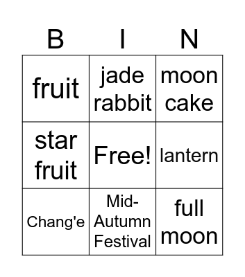 Happy Mid-Autumn Festival Bingo Card