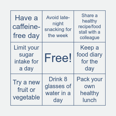 Healthy Eating & Nutrition (Week 3) Bingo Card