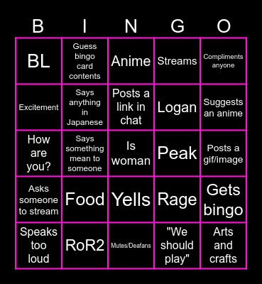 Emina Bingo Card