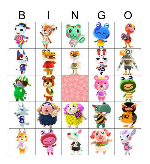 animal crossing villager hunt Bingo Card