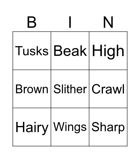 Monkey Puzzle Bingo Card