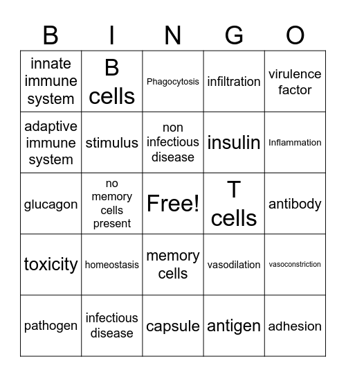 Revision Bingo Card