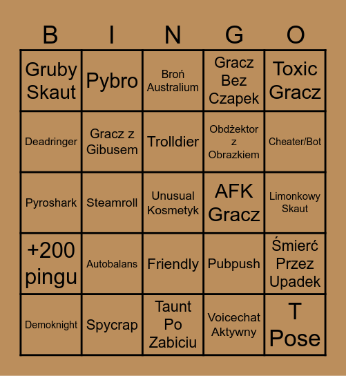TF2 Casualowe Bingo Card